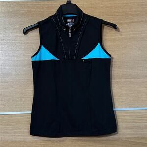 Izod PerformX Black & baby Blue Sleeveless Tank Top - women’s Sz S/P - 1/4 zip